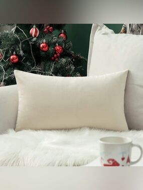Miulee Cream Velvet Decorative Accent Pillow 14x20